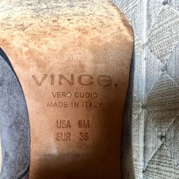 Vince Gray Suede Block Heel Ankle Boots Booties Side Zip Minimalist Women’s 6 M - Picture 13 of 15